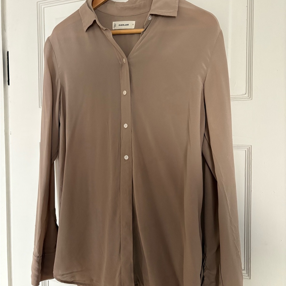 Everlane Beige Button-Up Blouse